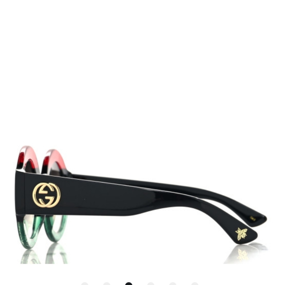 Gucci Black and Red Round Frame Sunglasses - Picture 2 of 9